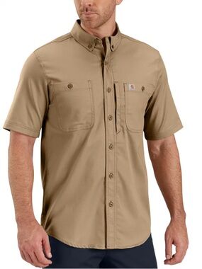 Vintage Carhartt Men’s Short Sleeve Button-Down Work Shirt - Khaki